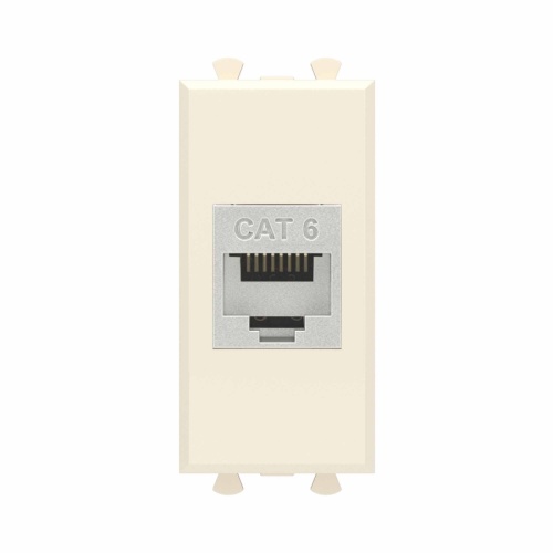 Компьютерная розетка RJ-45 без шторки модульная, кат.6 экранированная, Avanti, Ванильная дымка, 1 модуль | код 4405791 | DKC