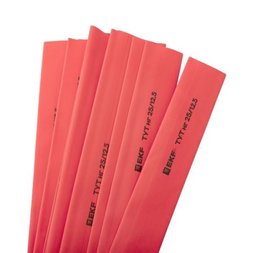 Трубка термоусадочная ТУТ нг 25/12.5 красн. 1м (уп.50м) PROxima EKF tut-25-r-1m фото 2