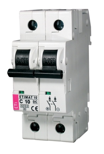Автоматический выключатель ETIMAT 10 DC 2p C 10A (6 kA) | код 002138714 | ETI