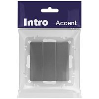 Выключатель Intro Accent 6-106-07 тройной, 10А-250В, IP20, СУ, AL/CU, графит | код Б0063544 | ЭРА