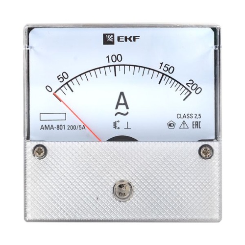 Амперметр AMA-801 аналоговый на панель (80х80) круглый вырез 200А трансф, подкл, | код ama-801-200 | EKF фото 3