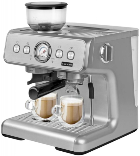 Кофемашина Rondell 1105-RE-01 1550Вт серебристый | код 1595152 | RONDELL Кофемашина Rondell 1105-RE-01 1550Вт серебристый | код 1595152 | RONDELL