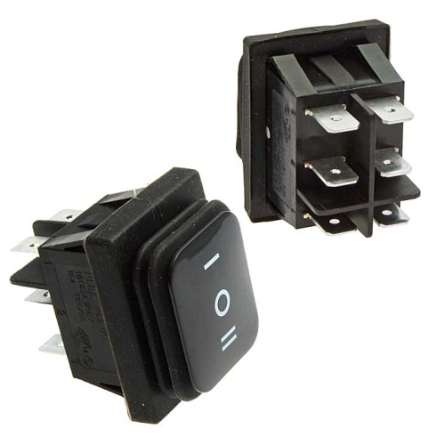 Клавишный переключатель RUICHI SB090, IP65, ON-OFF-ON, 22x30 мм | код 101054 | Ruichi