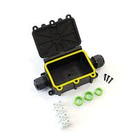 Распределительная коробка с откидной крышкой 3-вводная IP68 ПА66 40А 450В d3,5-12 мм 131х80х37 | код PR08.13152 | Промрукав