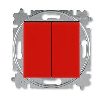 Выключатель двухклавишный ABB Levit красный / дымчатый чёрный 3559H-A05445 65W | код 2CHH590545A6065 | ABB