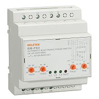 Реле выбора приоритетной фазы RM-PS3, 3NO+N, 16A, 220VAC, Umin(110_210V)/Umax(230_280V), 0.02_0.1s/1_600s, LED, 4,5M | код RM-PS3 | RELETEK