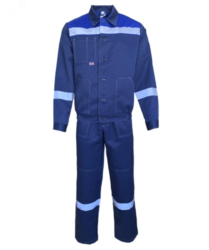 Костюм Енисей летний куртка ткань, полукомбинезон, цвет темно-синий с васильком размер 60-62 120-124,182-188 | код 131861 | Эталон-Спецодежда