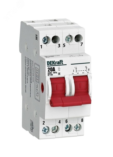 Выключатель-разъединитель трехпозиционный 2P 20A ВР-103 | код 17207DEK | Dekraft
