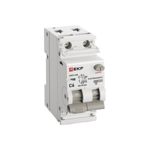 Выключатель автоматический дифференциальный АВДТ-63N 1P+N 6А (C) 30мА (A) эл-мех 6кА PROXIMA | код D63N26MA6C30 | EKF фото 3