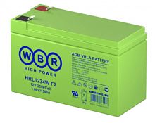 WBR HRL1234W Аккумуляторная батарея для ИБП, напряжение: 12В, ёмкость: 9Ач, клеммы типа: F2, Размеры ВШГ: 100x65x151мм, вес: 3кг. Срок службы: 12 лет. | код WBR HRL1234W | WBR