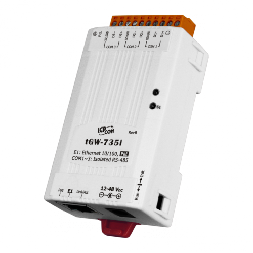 tGW-735 CR Tiny Modbus/TCP to RTU/ASCII gateway with PoE and 3 RS-485 Ports (RoHS) | код 00-06074220 | ICP DAS