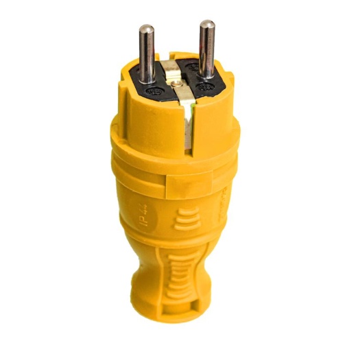 Вилка прямая с заземл. IP44 каучук желт. TOKOV | код TKE-C07-KV-Z | TOKOV ELECTRIC
