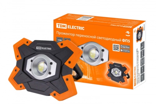 Прожектор переносной светодиодный ФП5, 15 Вт, 1250 лм, Li-Ion 3,7 B 6,6 A*ч, USB, TDM | код SQ0350-0055 | TDM
