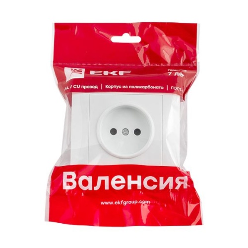 Валенсия розетка 1-местная б/з 10А белая с защ, штор, PROxima | код EWR10-022-10 | EKF фото 3