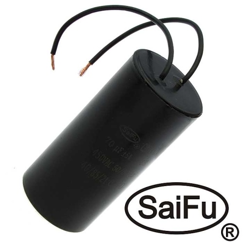 Пусковой конденсатор SAIFU CBB60, 70 мкФ, 450 В, с проводом | код 104807 | Saifu