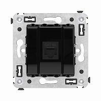 Компьютерная розетка RJ-45 без шторки в стену, кат.6A одинарная, Avanti, Черный квадрат | код 4402673 | DKC