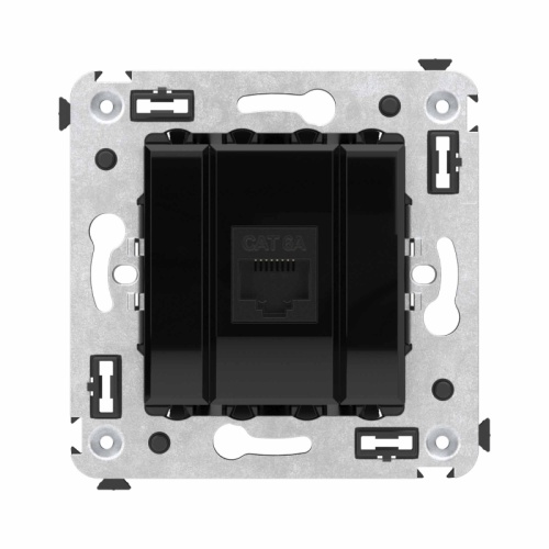 Компьютерная розетка RJ-45 без шторки в стену, кат.6A одинарная, Avanti, Черный квадрат | код 4402673 | DKC