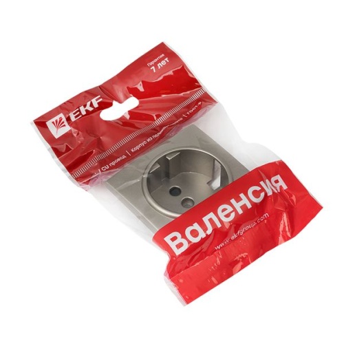 Валенсия лицевая панель розетки 1-местной с/з 16А кашемир с защ, штор, PROxima | код ESR16-L-028-40 | EKF фото 5