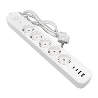 Удлинитель LUX 5 гнезд 2USB 2,4А+2type-C 3 метра 1,5мм2 EKF | код UBA-LUX-503-TC | EKF