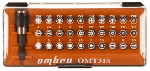 OMT31S Набор вставок-бит, 31 предмет | код OMT31S | Ombra