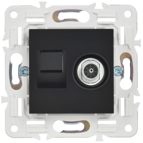 SKANDY Розетка двойная TV+RJ45 кат.6E SK-A15Bl черный IEKновинка | код SK-AK20-2-K02 | IEK фото 2