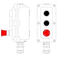 Взрывонепроницаемый пост управления из алюминия LCSD-03-B-MC-P1B(11)x1-P1B(11)x1-P6R(11)x1-PCMB-KAEPM3MHK-26 / 1Ex d IIB T5 Gb / Ex | код LCSD21000136 | DKC
