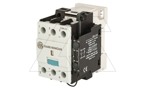 Контактор CNN 32 10, 3P, 32A/(50A по AC-1), 15kW(400VAC), 1NO, Uk=24VDC, Iвтяг=5,2А, Iудерж=0,12А | код EAC605973 | Rade Koncar