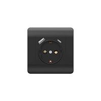 (NEW3-E) Розетка с/з со шторками, 16А+ USB двойная A+С, 5В/2,1А, черный | код 431502 | CHINT