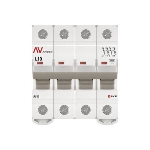Выключатель автоматический AV-10 4P 10A (L) 10kA EKF AVERES | код mcb10-4-10L-av | EKF фото 5