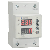 Реле напряжения и тока проходное с индикацией RV-1IU 1Р+N 50A АС 230 В | код RV-1IU20-50 | Engard