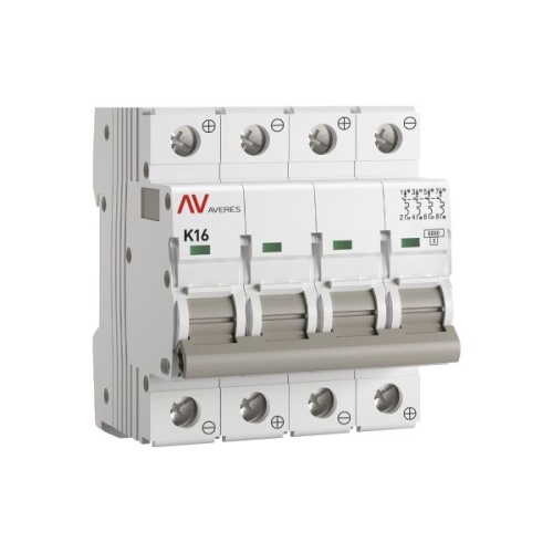 Выключатель автоматический AV-6 DC 4P 16A (K) 6kA EKF AVERES | код mcb6-DC-4-16K-av | EKF