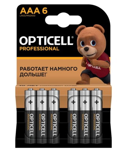 Элемент питания алкалиновый AAA/LR03 (блист. 6шт) Professional | код 5052004 | Opticell