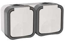 Розетка 2-м ОП TORS 16А IP55 TS222 горизонт. с заземл. с крышкой бел. | код TS-R26-16-55-G-K41 | IEK