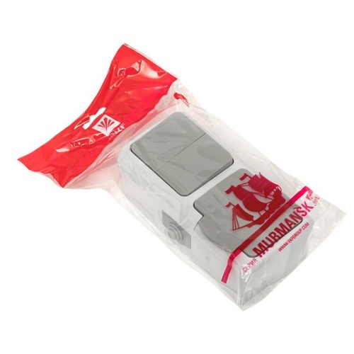 Мурманск Блок розетка 1-м 16А с заземлением с крышкой + 2-кл выключатель IP54 серый | код EFRV16-052-30-540 | EKF фото 3