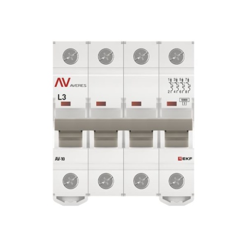 Выключатель автоматический AV-10 4P 3A (L) 10kA EKF AVERES | код mcb10-4-03L-av | EKF фото 5 Выключатель автоматический AV-10 4P 3A (L) 10kA EKF AVERES | код mcb10-4-03L-av | EKF фото 5