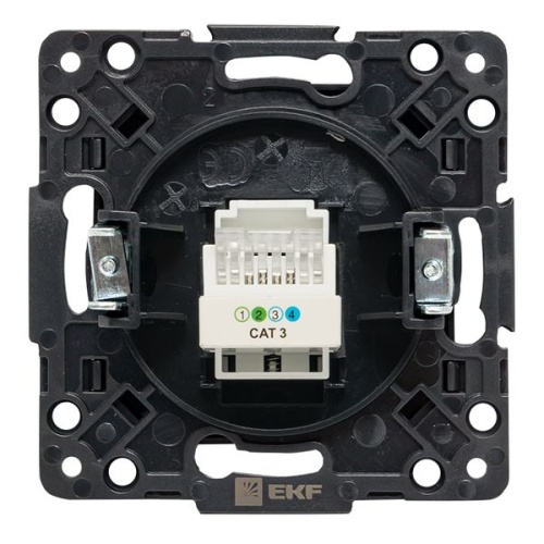 Стокгольм Механизм Розетки Phone 1-местной черный PROxima | код EZT01-034-10 | EKF фото 5