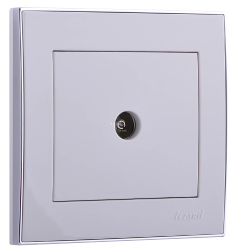 RAIN Розетка телевизионная ТВ проходная белая с боковой вставкой хром | код 703-0225-129 | Lezard