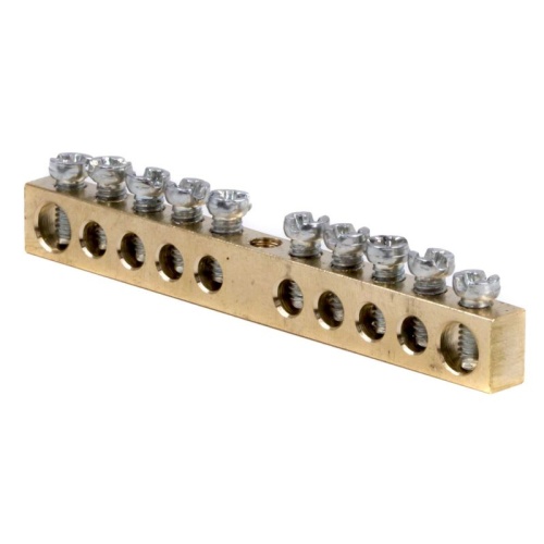 Шина латунная на 10 отв(2х6мм, 8х4мм) | код F10AB011 | DKC