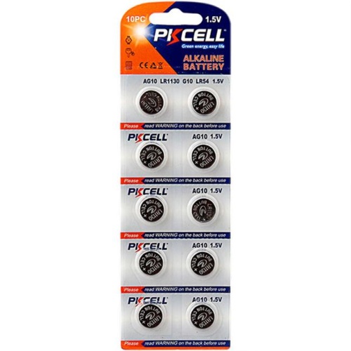 Щелочной/алкалиновый элемент питания PKCELL AG10-10B тип - LR54(AG10) 10 шт в блистере | код AG10-10B | PKCELL