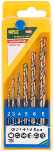Набор сверл HSS по металлу с добавкой кобальта 5%, 6 шт (2-3-4-5-6-8 мм) | код 34013 | FIT фото 3