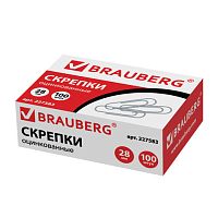 Скрепки BRAUBERG, 28 мм, оцинкованные, 100 шт., в картонной коробке, 227583 | код 227583 | BRAUBERG