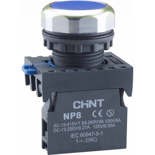 Кнопка упр. NP8-30BN/6 без подсветки, самовозв., синий 3НО, IP65 (R) | код 368575 | CHINT