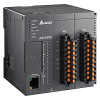 Программируемый логический контроллер AS218RX-A, 8DI, 6RO, 2AI, 2AO, 24VDC, 64K шагов, 2xRS485, USB, microSD, CANopen, Ethernet | код AS218RX-A | Delta Electronics