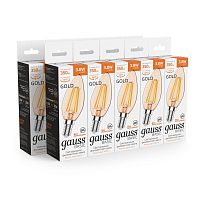 Лампа светодиодная филаментная Basic Filament 3.8Вт Свеча 2400К Е14 350лм golden GAUSS 1037154