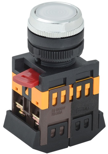 Кнопка ABLFS-22 белый d=22мм неон/240В 1з+1р | код BBT30-ABLFS-K01 | IEK