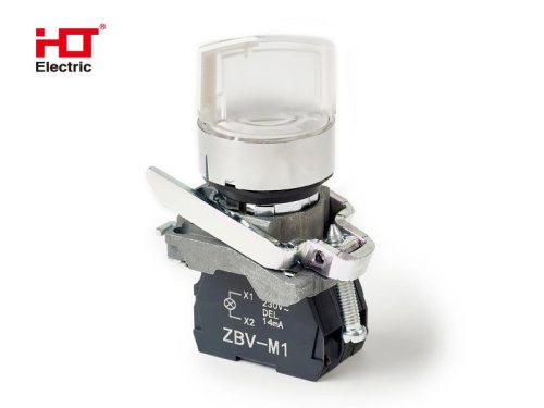 Переключатель XB4-BK2161 на 2 положения белый с подсветкой с фиксацией 1NO, 220V AC/DC, IP65 HLT | код 085-14-225 | HLT