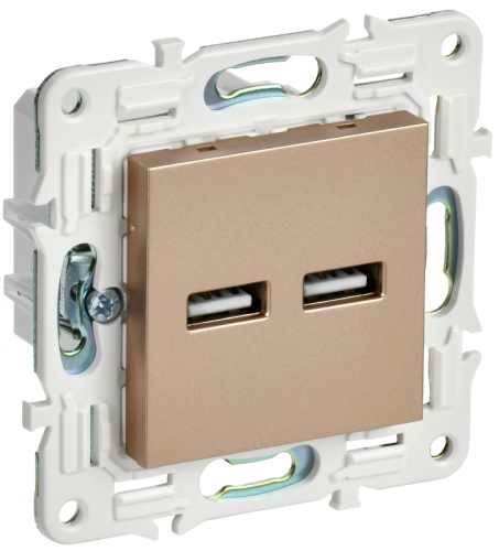 SKANDY Роз. USB A+A 3,1А SK-R15Sa песоч. IEK | код SK-U21-D31-K98 | IEK