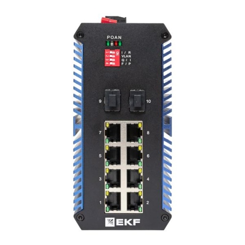 Промышленный неуправляемый коммутатор U-2GX/SFP-8GTP, 2 порта 1000Base-X SFP, 8 портов 10/100/1000Base-T(X) RJ45 c PoE, монтаж на динрейку TSX EKF | код TSX-U-2GX/SFP-8GTP | EKF фото 4