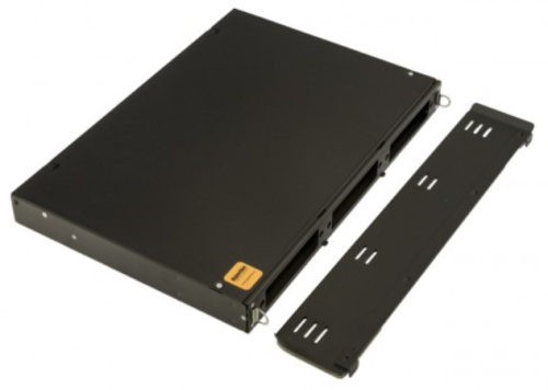 Бокс оптический FO-19V-1U-3хSLT-W130H30-24UN-BK универс. выдвижной 19дюйм от 8 до 24 портов (SC duplex LC ST FC) (со спайс. пласт. без пигтейлов. и прох. адапт.) черн.