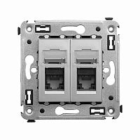 Компьютерная розетка RJ-45 в стену, кат.6 двойная,Avanti, Закаленная сталь | код 4404294 | DKC